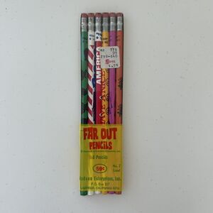NOS Vintage Far Out 6 Pencils 1972 NEI Nadeau Enterprises Sealed No. 2 Lead